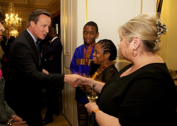 Prime Minister David Cameron greets Chamber at Number 10