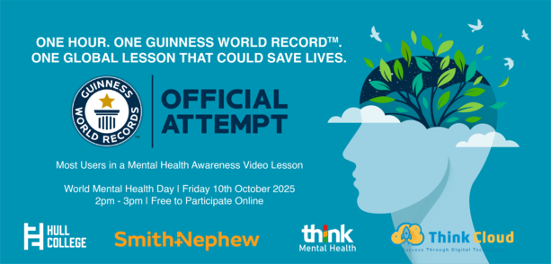 Hull College, Smith + Nephew, Think Cloud, and Think Mental Health Unite for GUINNESS WORLD RECORDS™ Title Bid This World Mental Health Day