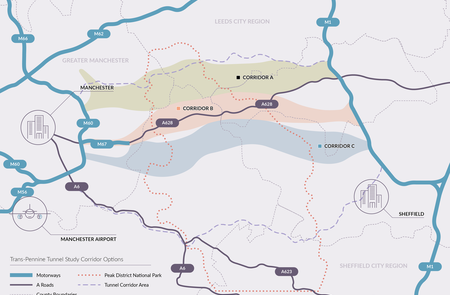 Manchester to Sheffield Trans-Pennine road tunnel routes shortlisted