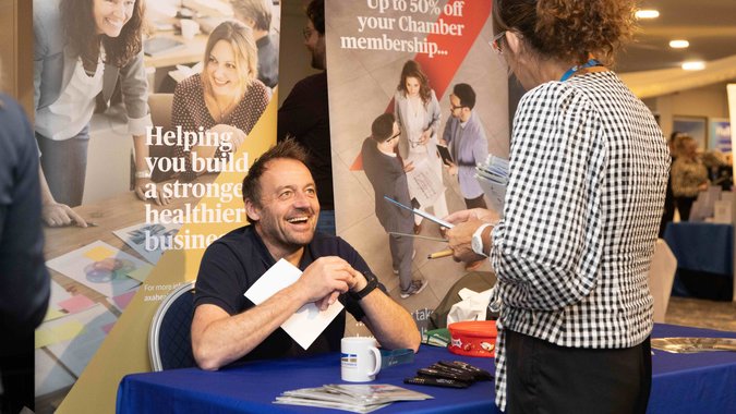 Simon Wilson from Axa Health chatting about membership benefits 