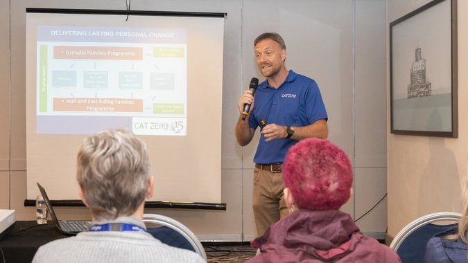 Pete from CatZero presenting at last year's event 